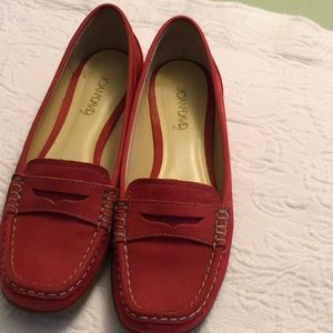 Joan and David red suede loafers 71/2